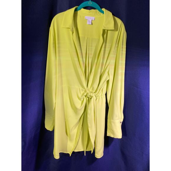 House of Harlow 1960 Chartreuse / Neon Green wrap mini dress size Xl - Picture 1 of 6